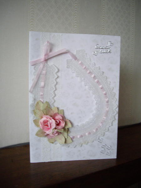 wedding card made from parchment and hand made roses